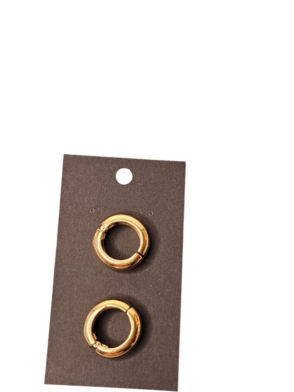 Vintage Trifari Signed Clip On Hinged Huggie Earrings Goldtone Hoops 0.75 inch